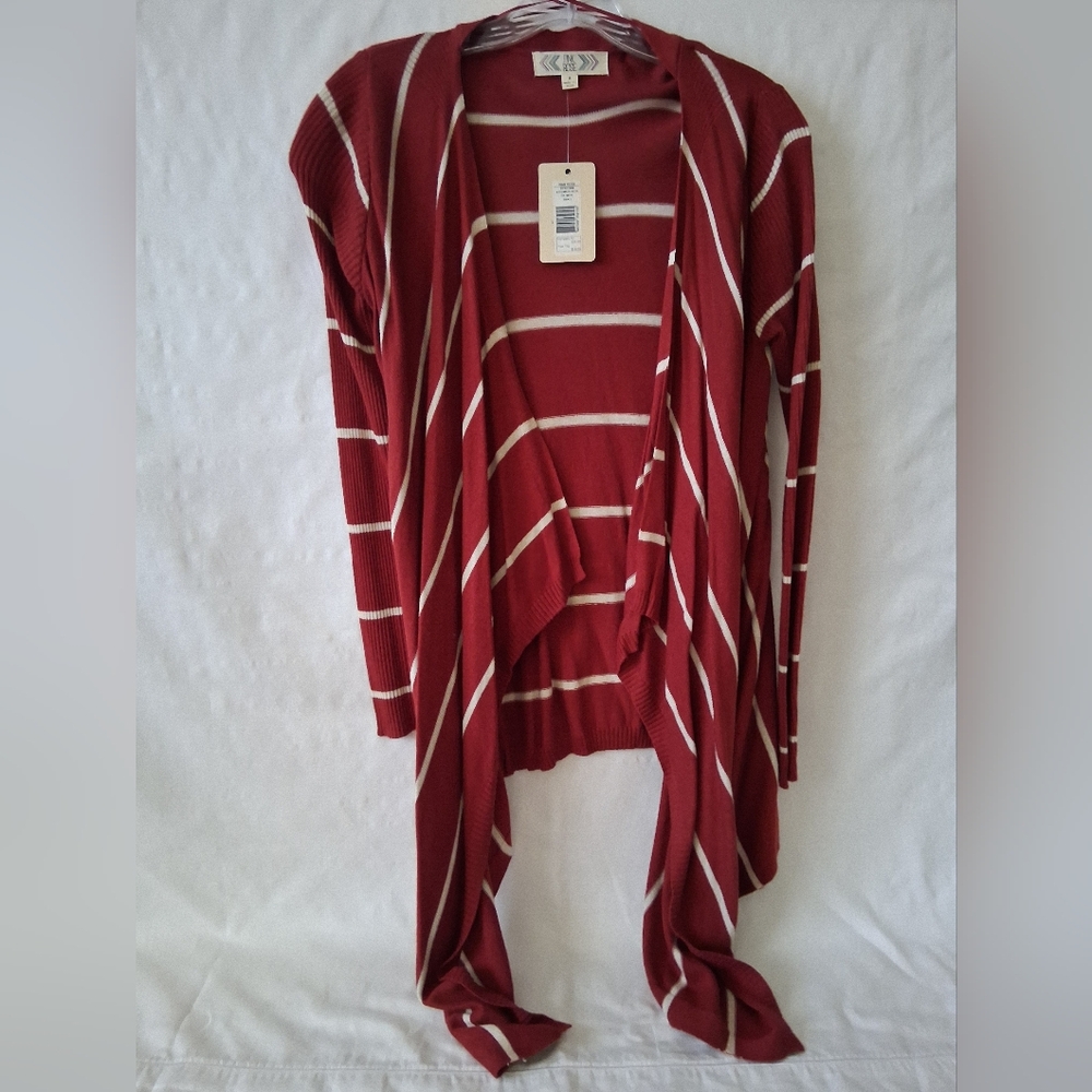 NWT Pink Rose Rust and Oatmeal Striped Cardigan